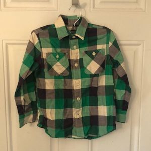 Crewcuts Green and Navy Plaid Flannel Top Shirt